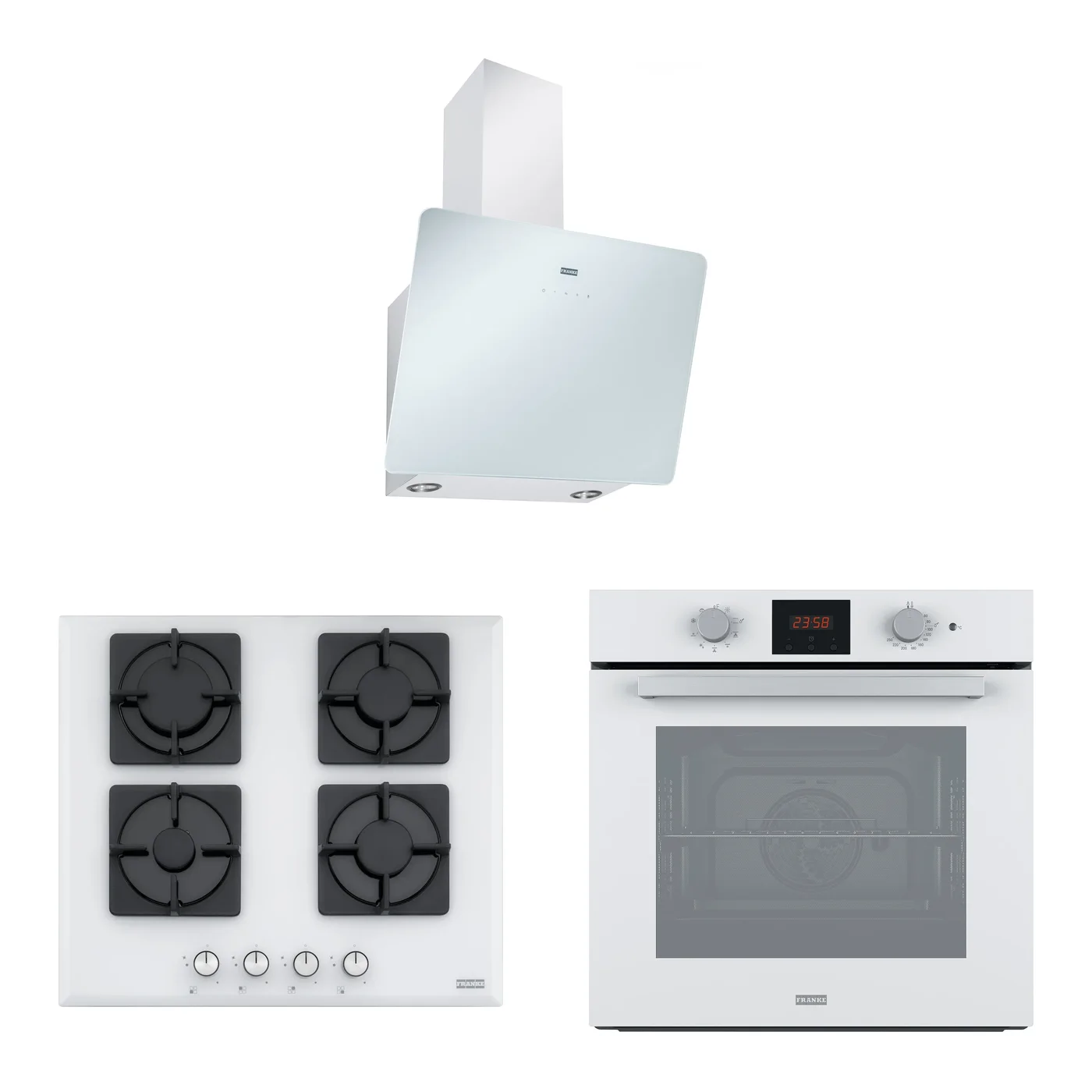 Franke Smart Linear Beyaz Cam 3'lü Ankastre Set – 4 gözlü ocak