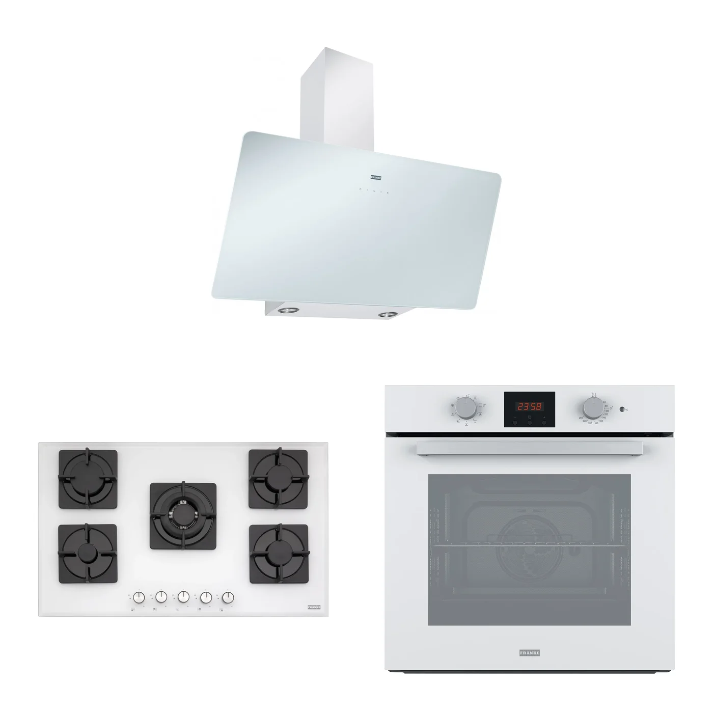 Franke Smart Linear Beyaz Cam 3'lü Ankastre Set – 5 gözlü ocak
