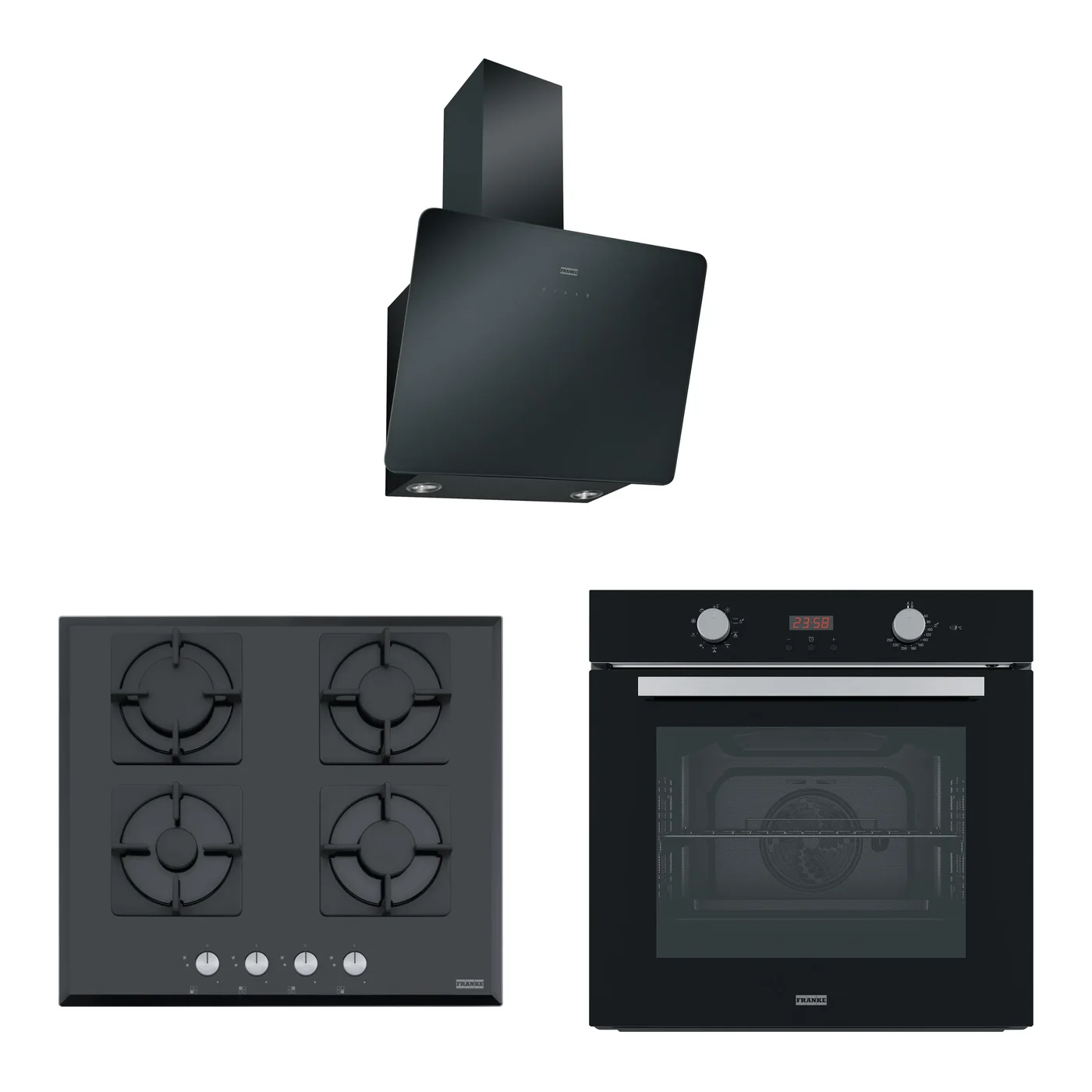 Franke Smart Linear Siyah Cam 3'lü Ankastre Set – 4 gözlü ocak