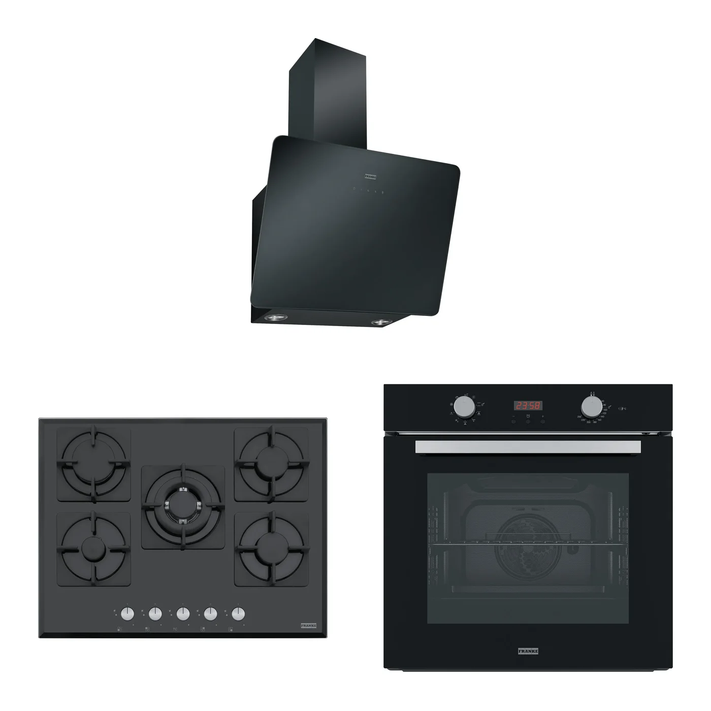 Franke Smart Linear Siyah Cam 3'lü Ankastre Set – 5 gözlü ocak