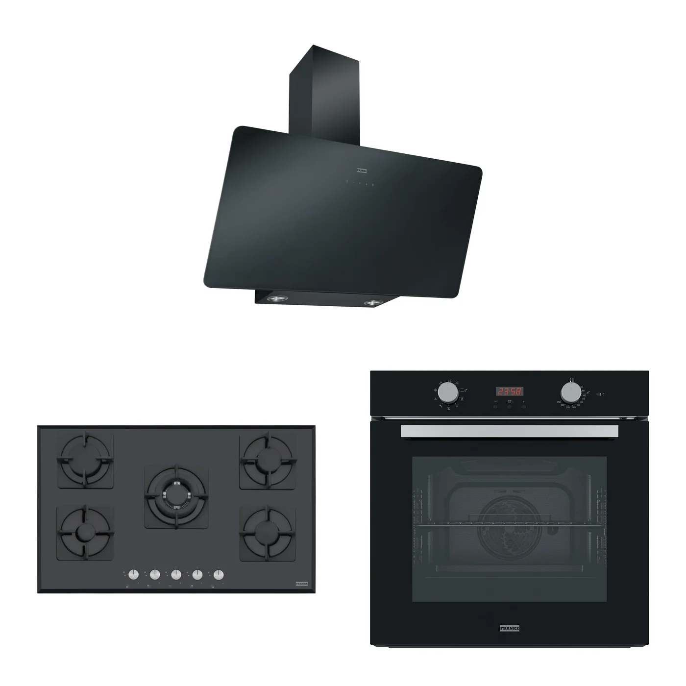 Franke Smart Linear Siyah Cam 3'lü Ankastre Set – 5 gözlü ocak