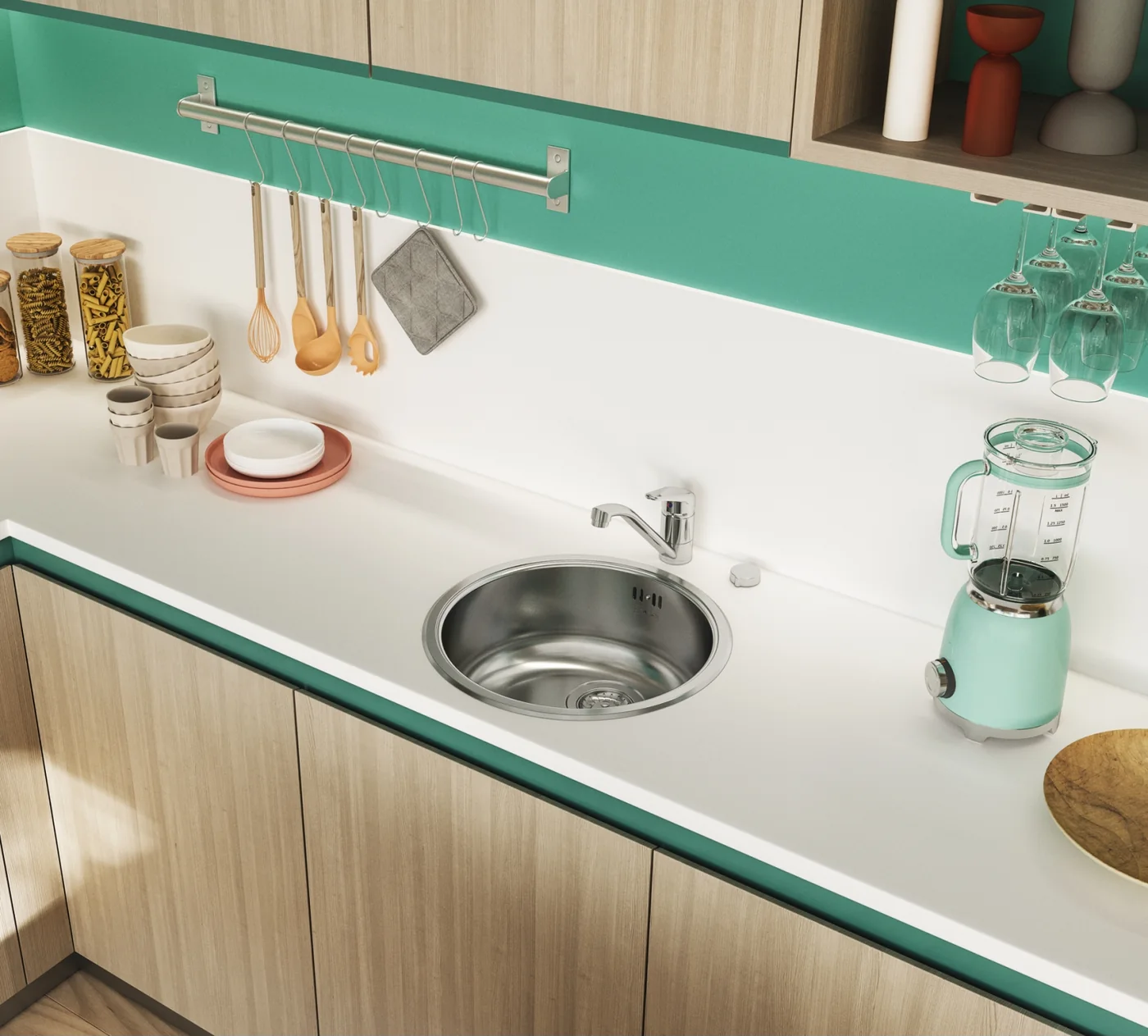 Franke Baccini ROX 610/110-38 Çelik Evye Inox – Paslanmaz Çelik mutfakta kullanımda (1)