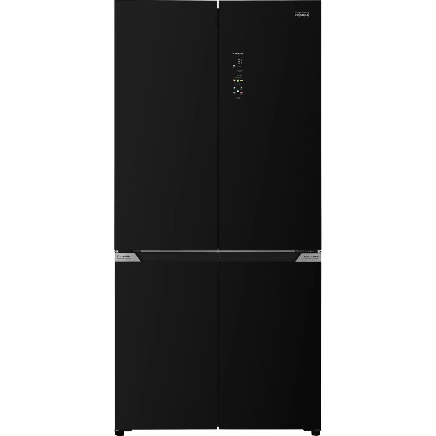 Franke FMD 505 TNF SI BKG E Siyah Cam Çift Kapılı Buzdolabı (60 cm Derinlik, 505 lt)