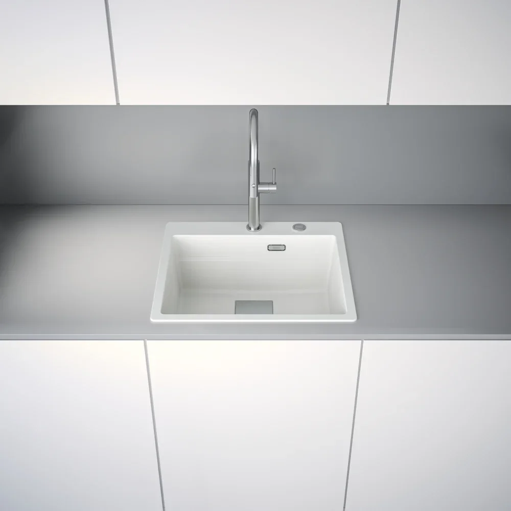 Franke Kubus 2 Pro KNG PRO 610-53 Granit Evye Bianco – Beyaz mutfakta kullanımda (1)
