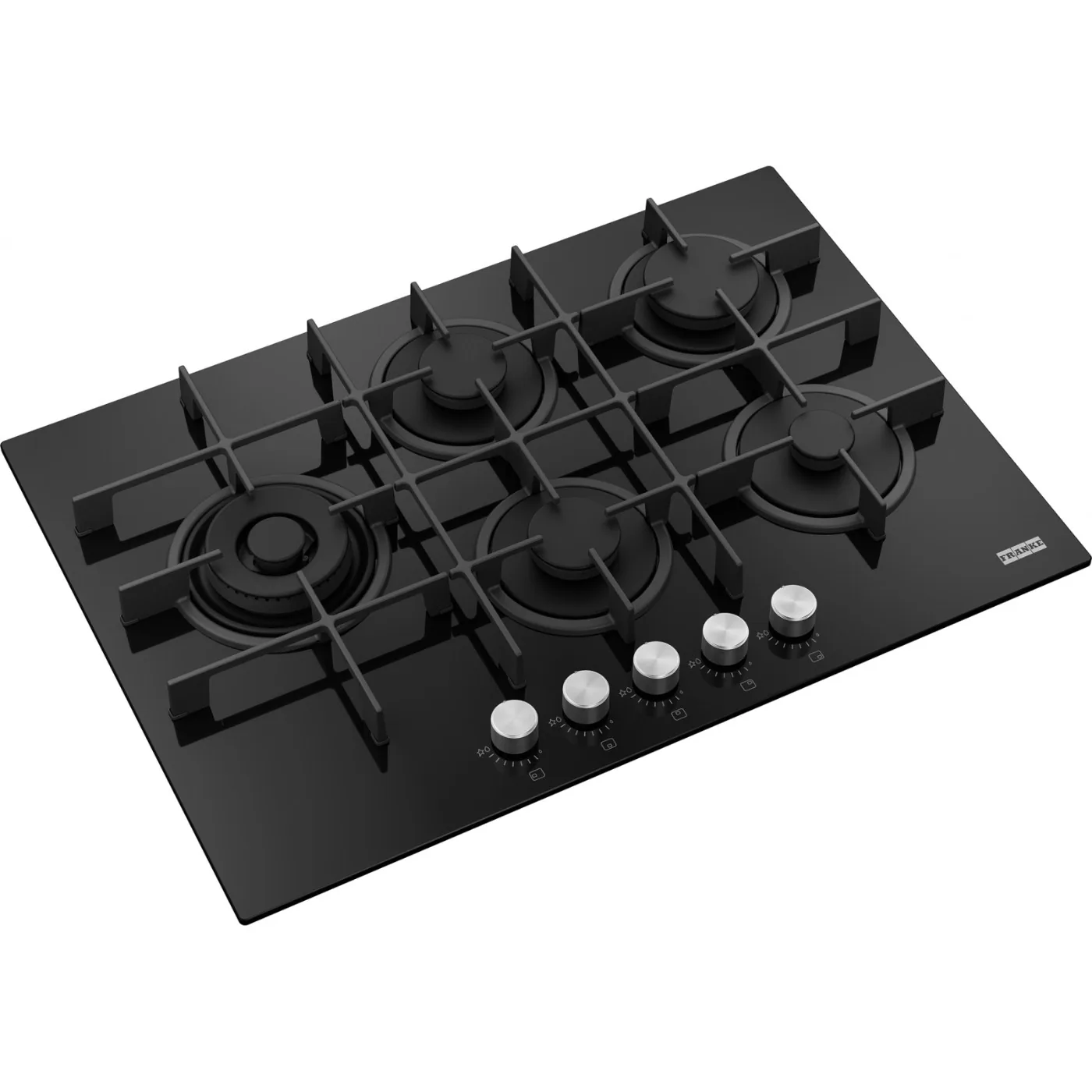 Franke Maris FHMA 755 4G DCL BK C Siyah Cam (Black Glass) 5 Gözlü Gazlı Ocak – farklı açıdan görünüm