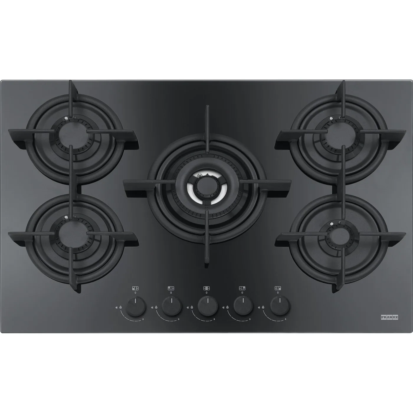 Franke Mythos FHCR 755 4G TC HE BK C Siyah Cam (Black Glass) 5 Gözlü Gazlı Ocak