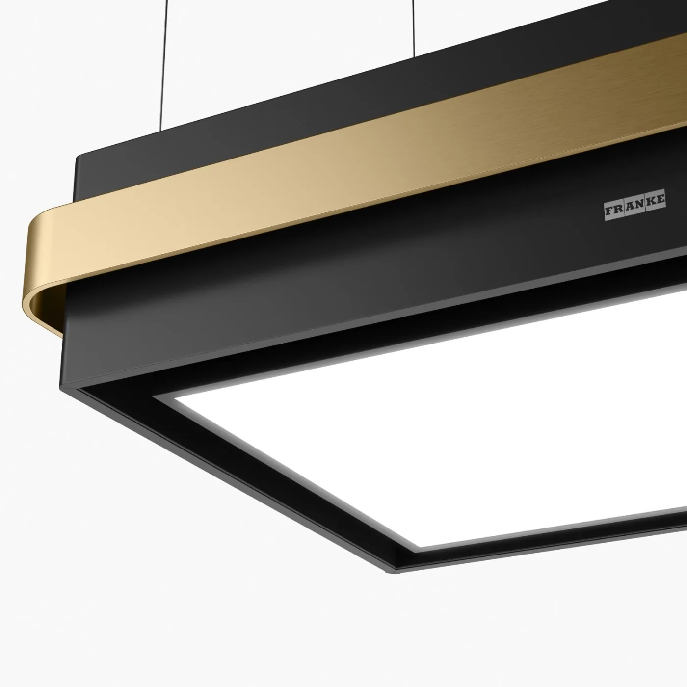 Franke Mythos Masterpiece Ada FMYS BK/GD F80 KL K-LINK Mat Siyah ve Altın (Gold) Asma Ada Davlumbaz – farklı açıdan görünüm