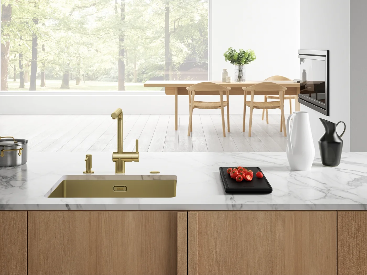 Franke Mythos Masterpiece BXM 210/110-50 Evye Batarya Seti – Gold – Altın mutfakta uygulama