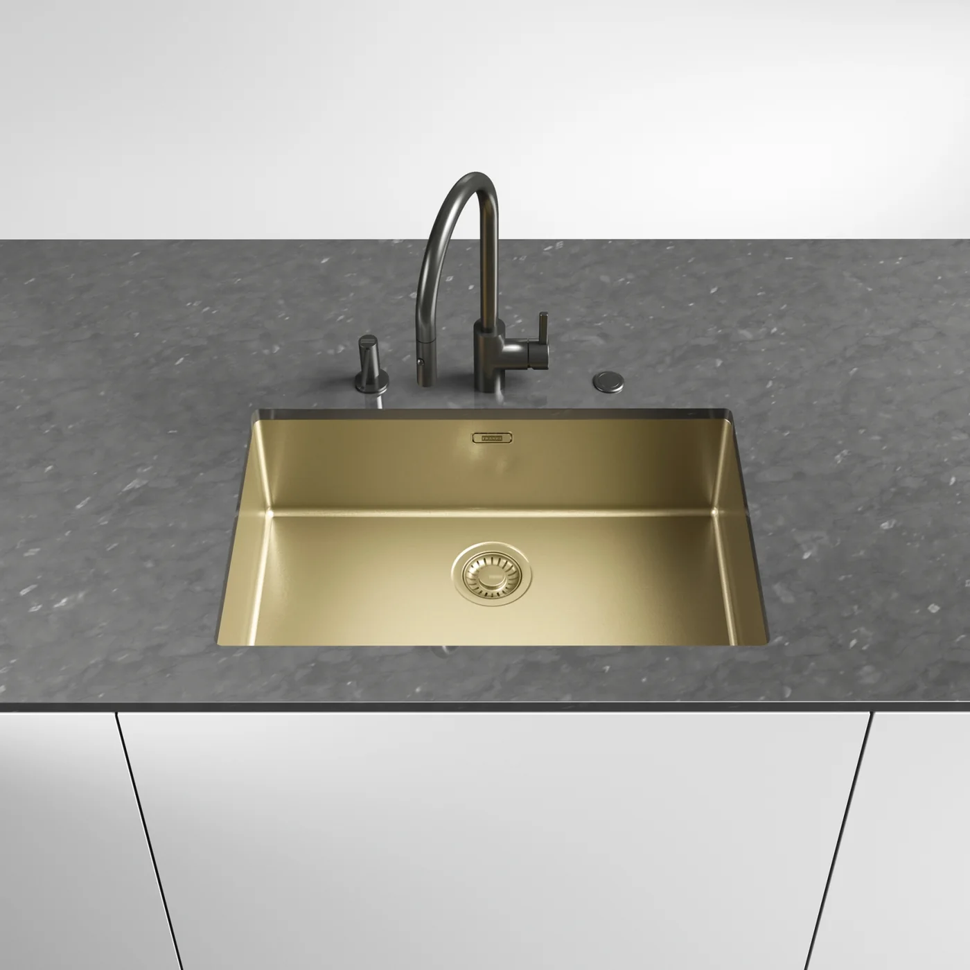 Franke Mythos Masterpiece BXM 210/110-68 Çelik Evye Gold – Altın mutfakta kullanımda (1)
