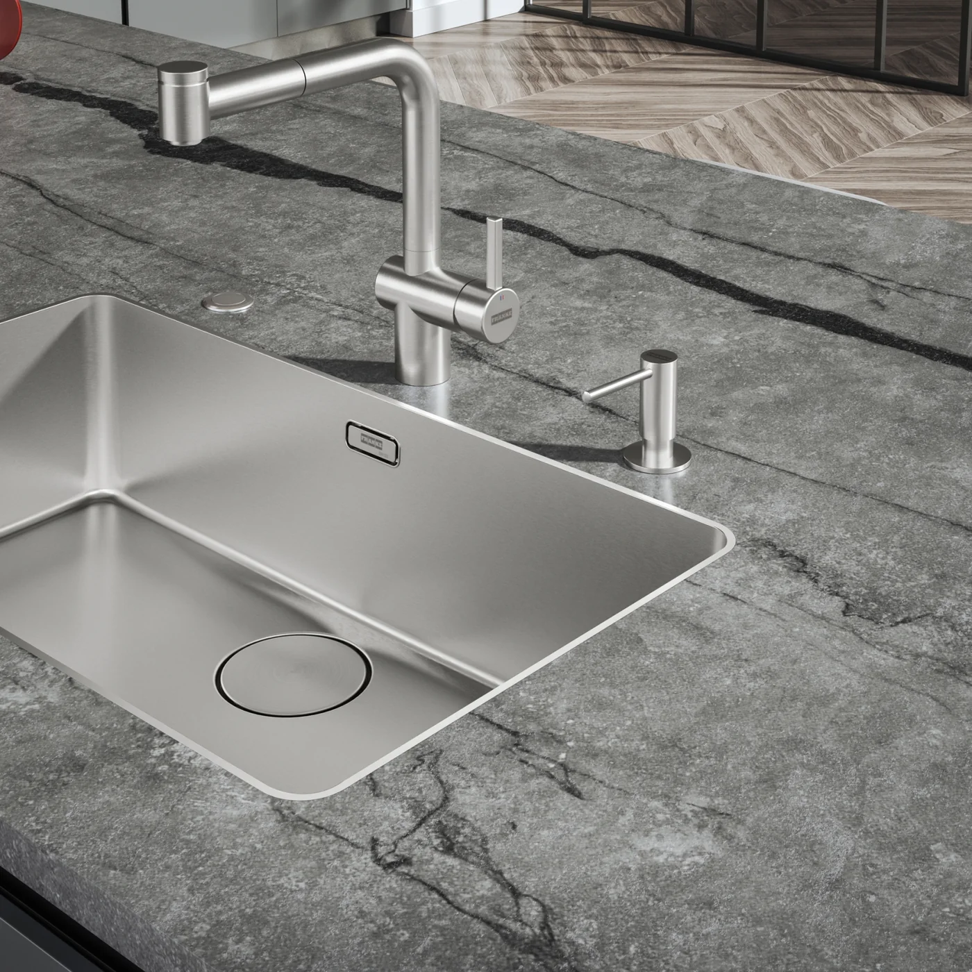 Franke Mythos MYX 210-70 Çelik Evye Inox – Paslanmaz Çelik mutfakta kullanımda (4)