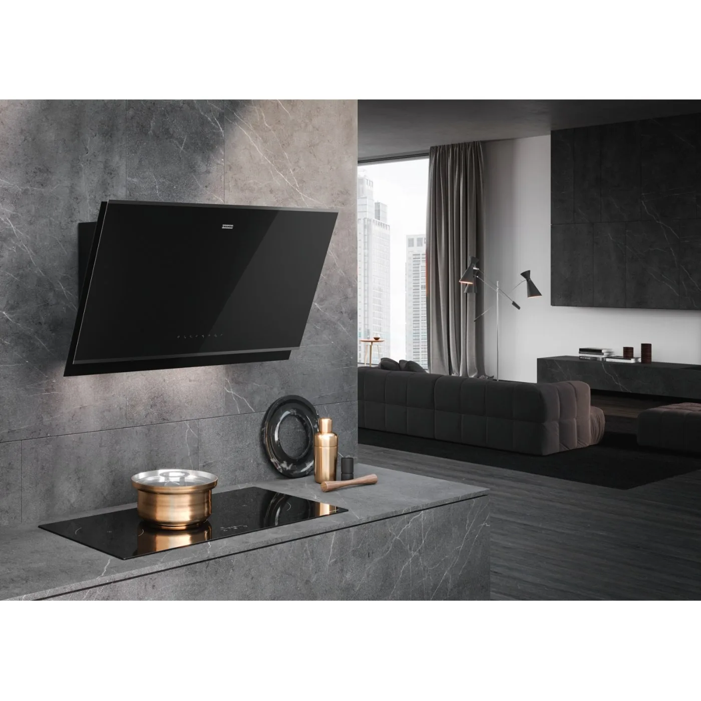 Franke Mythos Pro K-LINK 907 90 cm Siyah Cam / Mat Siyah Eğik Davlumbaz – K-LINK bağlantısı 3