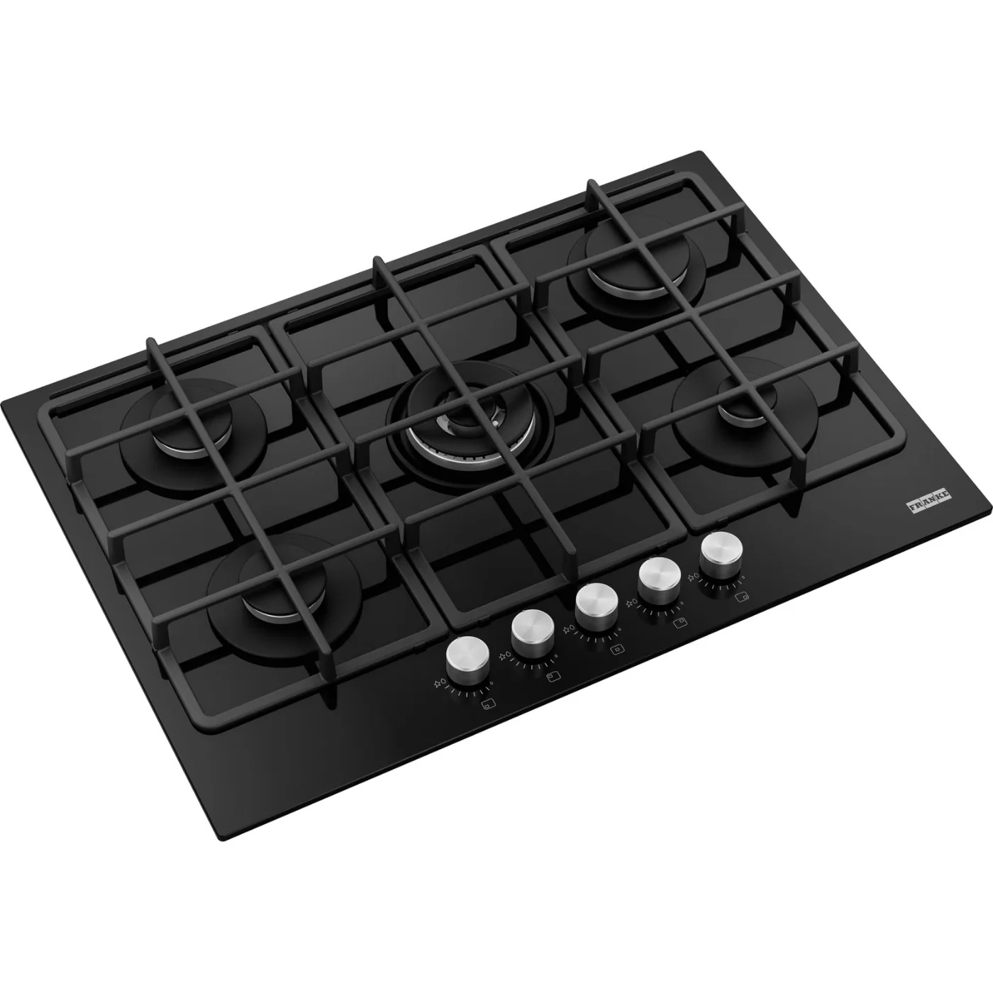 Franke Smart FHSM 755 4G DC BK C Siyah Cam (Black Glass) 5 Gözlü Gazlı Ocak – farklı açıdan görünüm